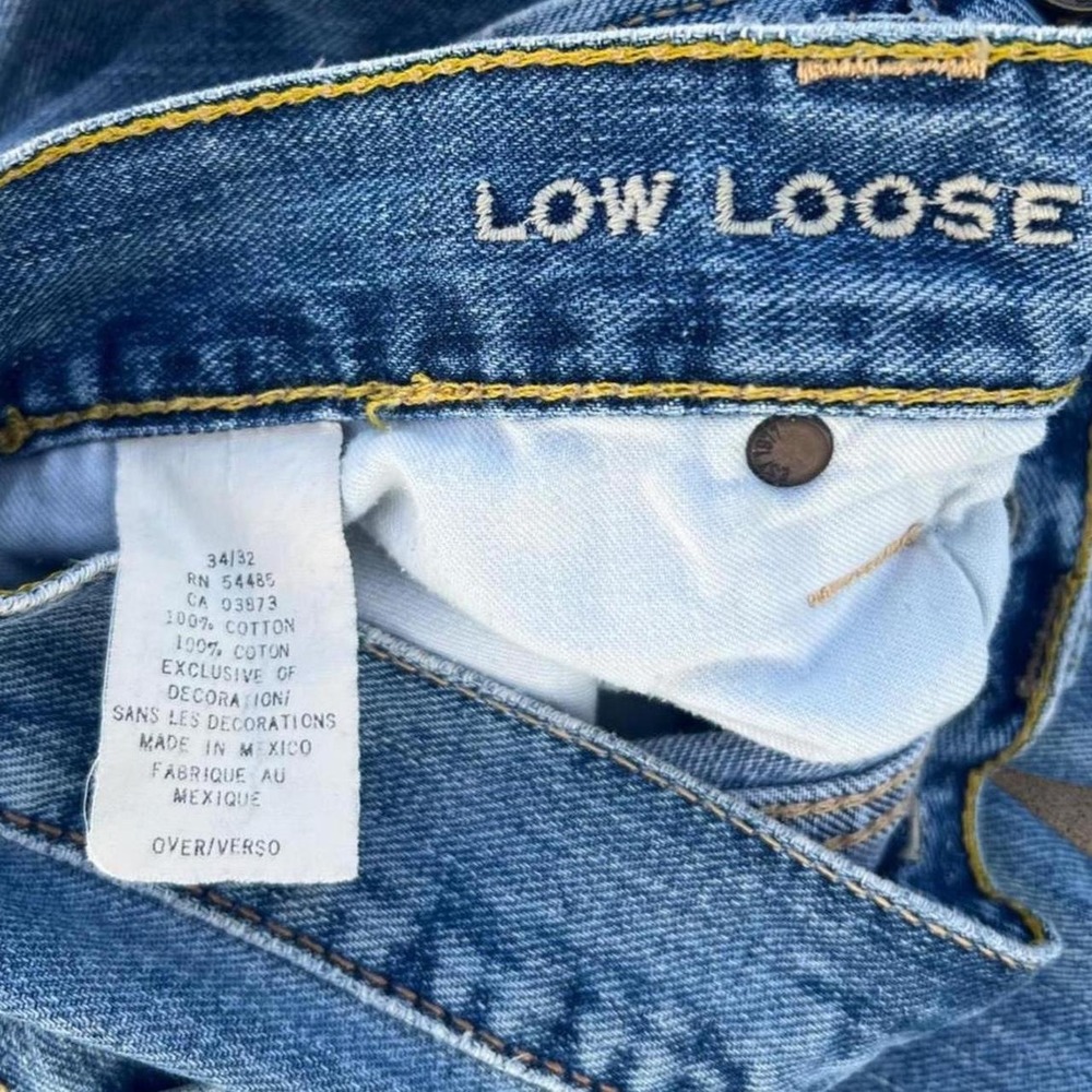 Vintage American Eagle Low Loose Baggy Denim Jeans Blue Y2K Skater Mens 34x32 - Picture 4 of 7